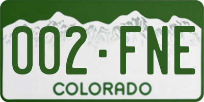 CO license plate 002FNE