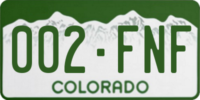 CO license plate 002FNF