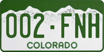 CO license plate 002FNH