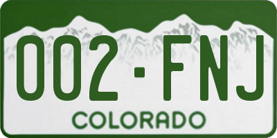 CO license plate 002FNJ