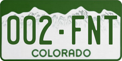 CO license plate 002FNT