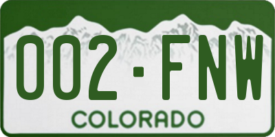 CO license plate 002FNW