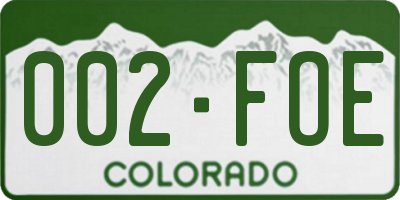 CO license plate 002FOE