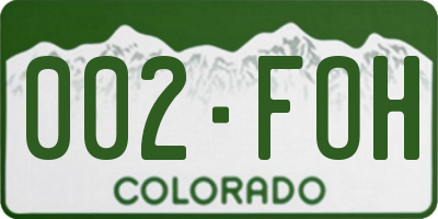 CO license plate 002FOH