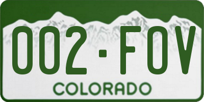 CO license plate 002FOV