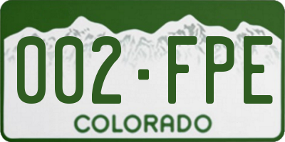 CO license plate 002FPE