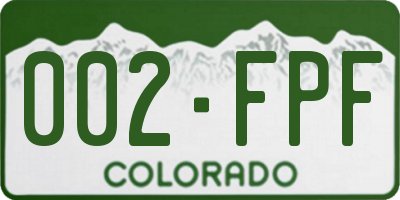 CO license plate 002FPF