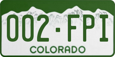 CO license plate 002FPI