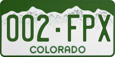 CO license plate 002FPX