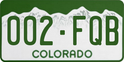 CO license plate 002FQB