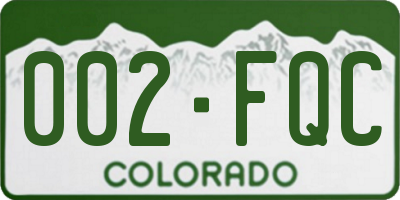 CO license plate 002FQC
