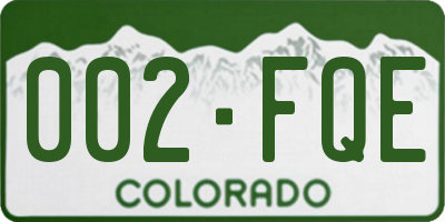 CO license plate 002FQE