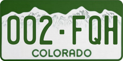 CO license plate 002FQH