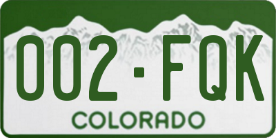CO license plate 002FQK