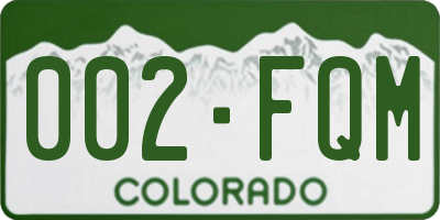 CO license plate 002FQM
