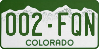 CO license plate 002FQN