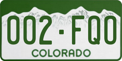 CO license plate 002FQO