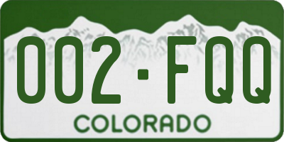 CO license plate 002FQQ