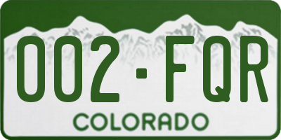 CO license plate 002FQR