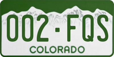 CO license plate 002FQS