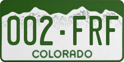 CO license plate 002FRF