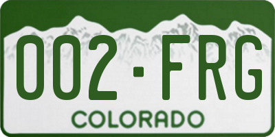 CO license plate 002FRG