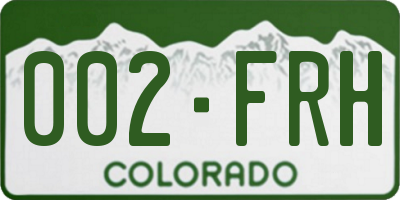 CO license plate 002FRH