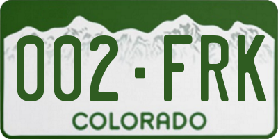 CO license plate 002FRK
