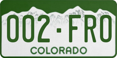 CO license plate 002FRO