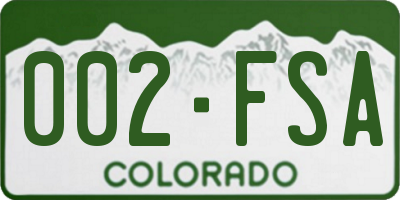 CO license plate 002FSA