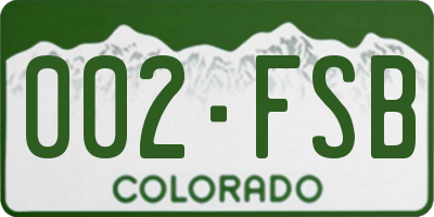 CO license plate 002FSB