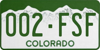 CO license plate 002FSF