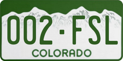 CO license plate 002FSL