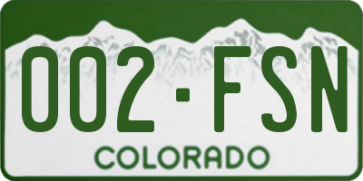 CO license plate 002FSN