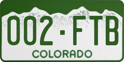 CO license plate 002FTB