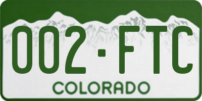 CO license plate 002FTC