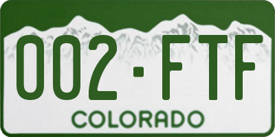 CO license plate 002FTF