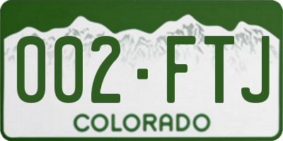 CO license plate 002FTJ