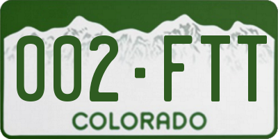 CO license plate 002FTT