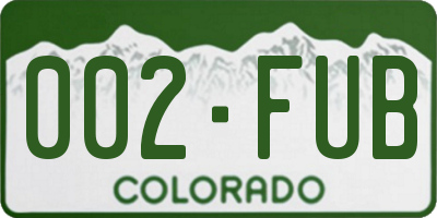 CO license plate 002FUB
