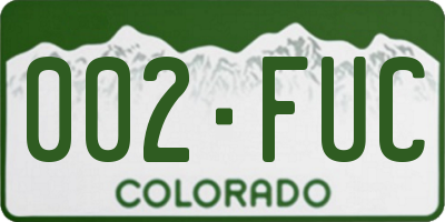 CO license plate 002FUC