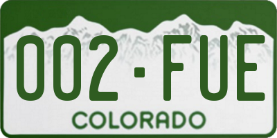 CO license plate 002FUE