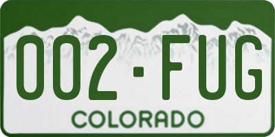 CO license plate 002FUG