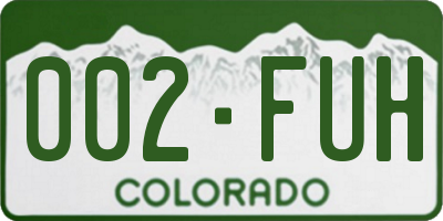 CO license plate 002FUH