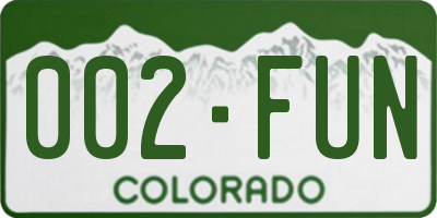 CO license plate 002FUN