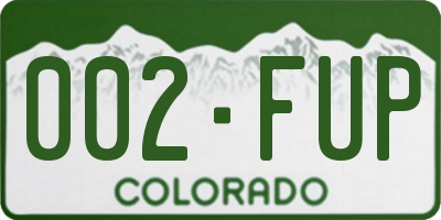 CO license plate 002FUP