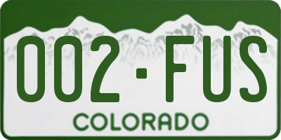 CO license plate 002FUS