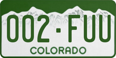 CO license plate 002FUU