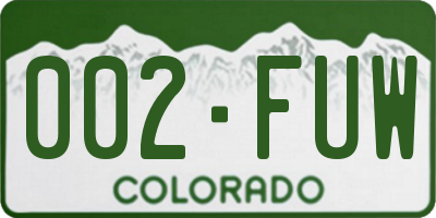 CO license plate 002FUW