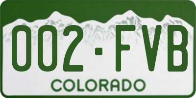 CO license plate 002FVB